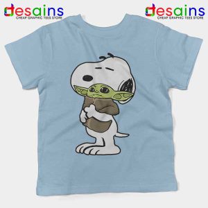 Snoopy Baby Yoda Friends Light Blue Kids Tee The Mandalorian