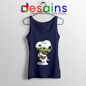 Snoopy Baby Yoda Friends Navy Tank Top Funny Mandalorian