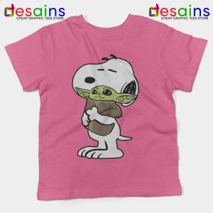 Snoopy Baby Yoda Friends Pink Kids Tee The Mandalorian