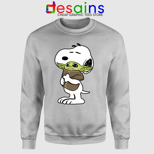 Snoopy Baby Yoda Friends SPort Grey Sweatshirt Mandalorian