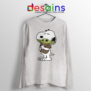 Snoopy Baby Yoda Friends Sport Grey Long Sleeve Tee Mandalorian