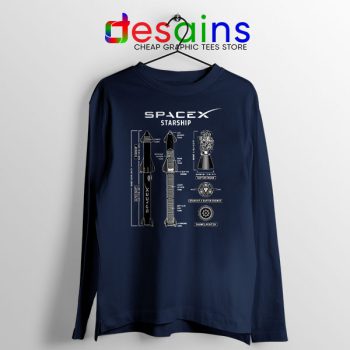 Spacex Starship Prototype Navy Long Sleeve Tee Elon Musk