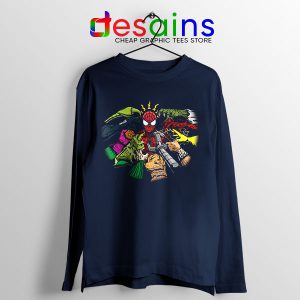 Spider Man Multiverse Vilains Navy Long Sleeve Tee No Way Home