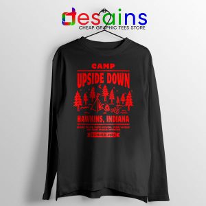 Camp Upside Down Hawkins Black Long Sleeve Tee Stranger Things