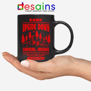 Camp Upside Down Hawkins Black Mug Stranger Things