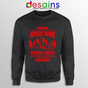 Camp Upside Down Hawkins Black Sweatshirt Stranger Things