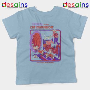 Cat Dimension Retro Light Blue Kids Tee Funny Meow