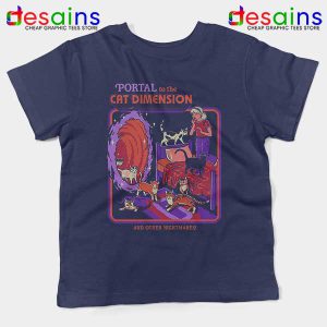 Cat Dimension Retro Navy Kids Tee Funny Meow