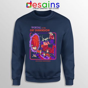 Cat Dimension Retro Navy Sweatshirt Funny Meow