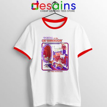 Cat Dimension Retro Red Ringer Tee Funny Meow