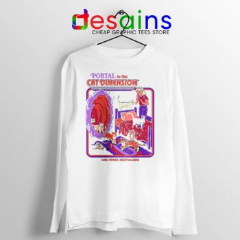 Cat Dimension Retro White Long Sleeve Tee Funny Meow