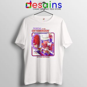 Cat Dimension Retro White Tshirt Funny Meow