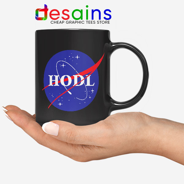 Crypto HODL NASA logo Black Mug Meme