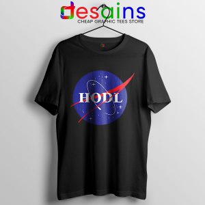 Crypto HODL NASA logo Black T Shirt Meme