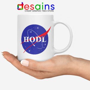 Crypto HODL NASA logo Mug Meme