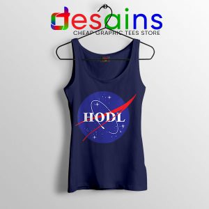 Crypto HODL NASA logo Navy Tank Top Meme