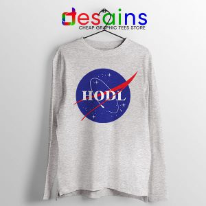 Crypto HODL NASA logo Sport Grey Long Sleeve Tee Meme