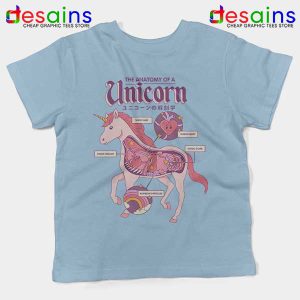 Cute Unicorn Anatomy Light Blue Kids Tee Funny Pony