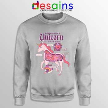 Cute Unicorn Anatomy Sport Grey Sweatshirt