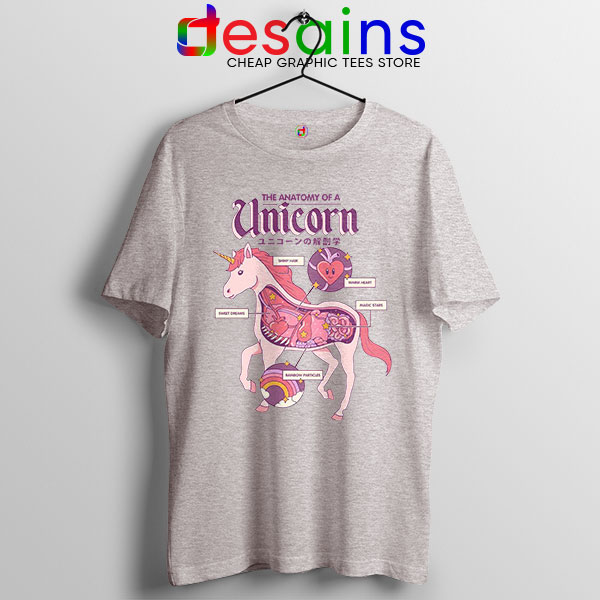 Cute Unicorn Anatomy Sport Grey Tshirt Funny Pony