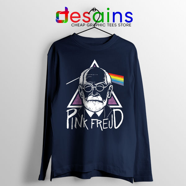 Dark Side of Your Mom Art Navy Long Sleeve Tee Pink Freud Band