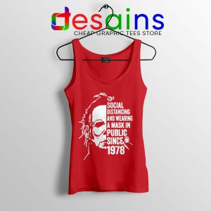 Funny Michael Myers Covid Red Tank Top Real Face