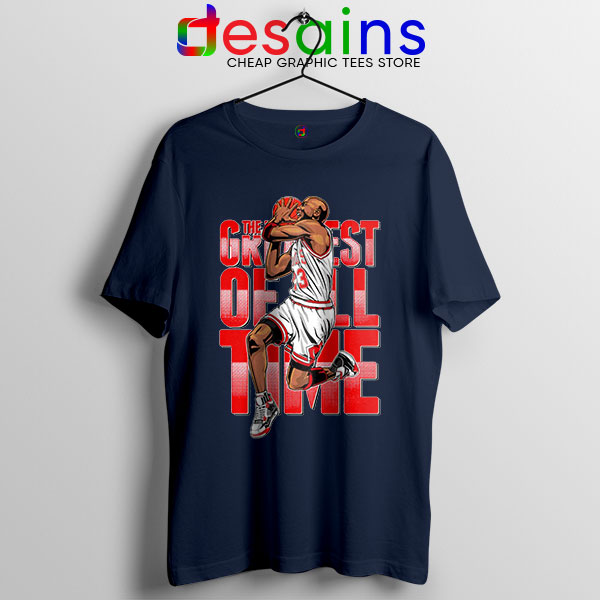 GOAT Michael Jordan Fire Red Navy Tshirt Retro NBA