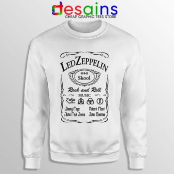 Led Zepelin Whiskey White Sweatshirt Old School Daniels