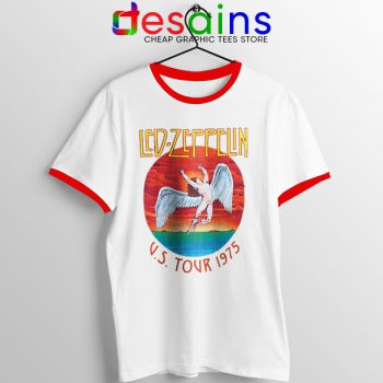 North American Tour 1975 Merch Red Ringer Tee Led Zeppelin