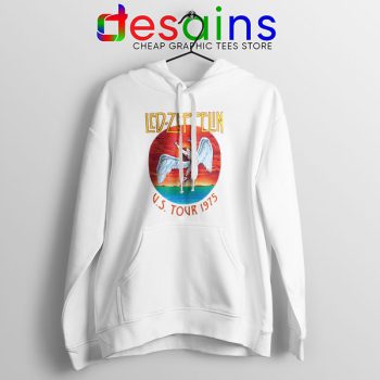 North American Tour 1975 Merch White Hoodie Led Zeppelin