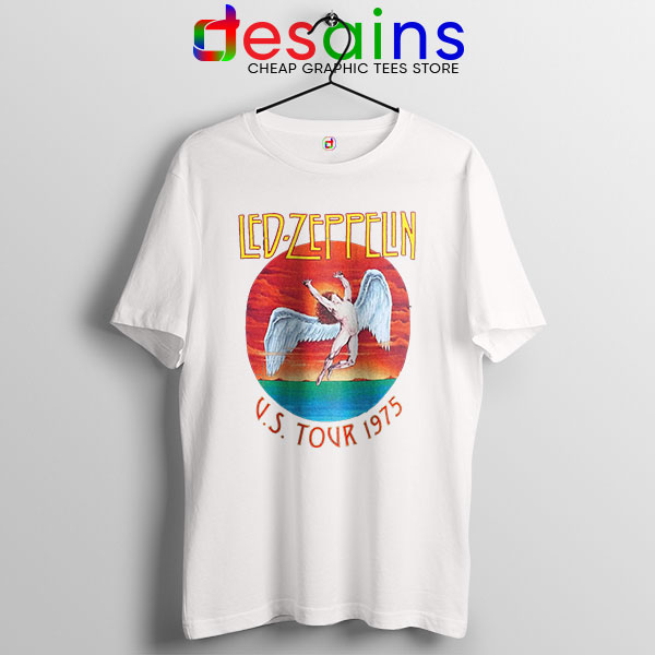 North American Tour 1975 Merch White Tshirt Led Zeppelin