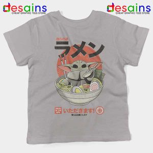 Recipes Ramen Noodles Grogu Grey Kids Tee Mandalorian