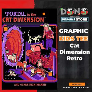 Retro Cat Dimension Graphic Kids T-Shirt