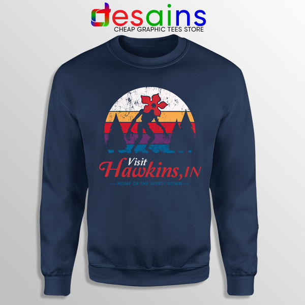 Visit Hawkins Stranger Things Navy Sweatshirt The Upside Down