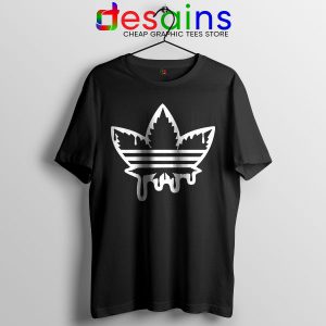 Funny Cannabis Three Stripes Black Tshirt Adidas Parody