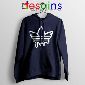 Funny Cannabis Three Stripes Navy Hoodie Adidas Parody