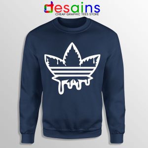 Funny Cannabis Three Stripes Navy Sweatshirt Adidas Parody