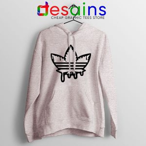 Funny Cannabis Three Stripes Sport Grey Hoodie Adidas Parody