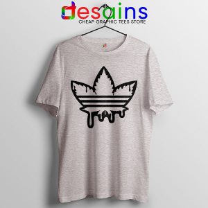 Funny Cannabis Three Stripes Sport Grey Tshirt Adidas Parody