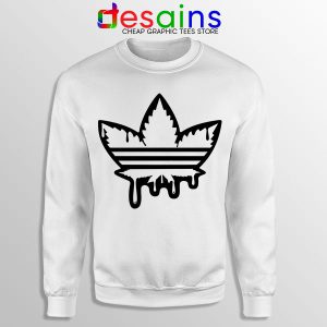 Funny Cannabis Three Stripes White Sweatshirt Adidas Parody