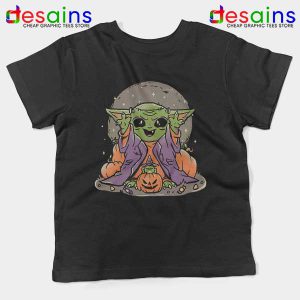 Funny Pumpkin Baby Yoda Halloween Kids Tee