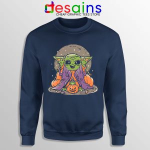 Funny Pumpkin Baby Yoda Halloween Navy Sweatshirt