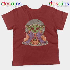 Funny Pumpkin Baby Yoda Halloween Red Kids Tee