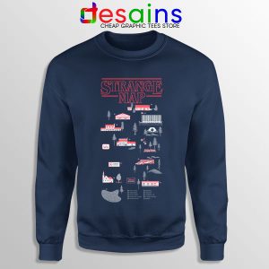 Stranger Things 4 Map Navy Sweatshirt Hawkins Merch