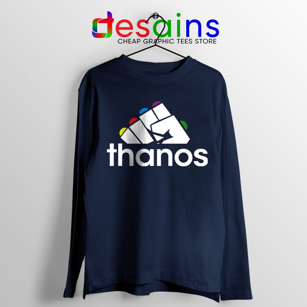 Thanos Infinity Gauntlet Adidas Navy Long Sleeve Tee Logo