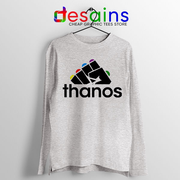 Thanos Infinity Gauntlet Adidas Sport Grey Long Sleeve Tee Logo
