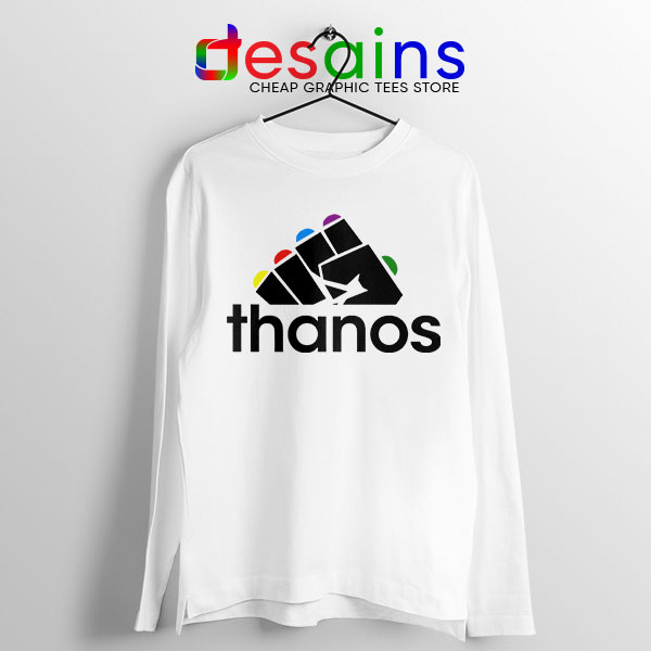 Thanos Infinity Gauntlet Adidas White Long Sleeve Tee Logo