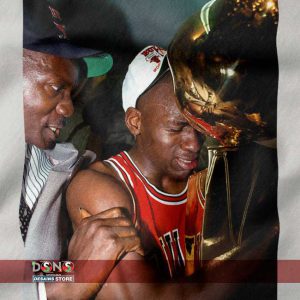 Chicago Bulls legend Michael Jordan crying with trophy hoodie