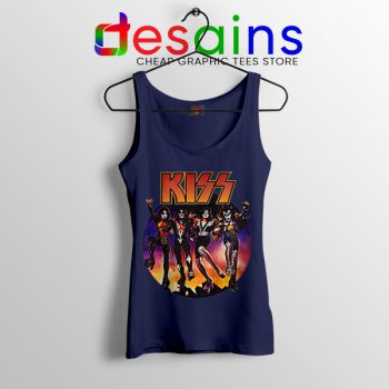 Kiss The Rock Band Vintage Navy Tank Top Music 5