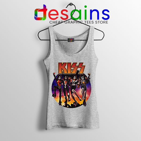 Kiss The Rock Band Vintage Sport Grey Tank Top Music 5